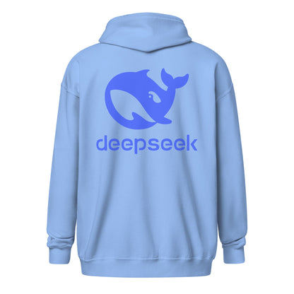 Image of the Front & Back DeepSeek Zip Hoodie (unisex).
