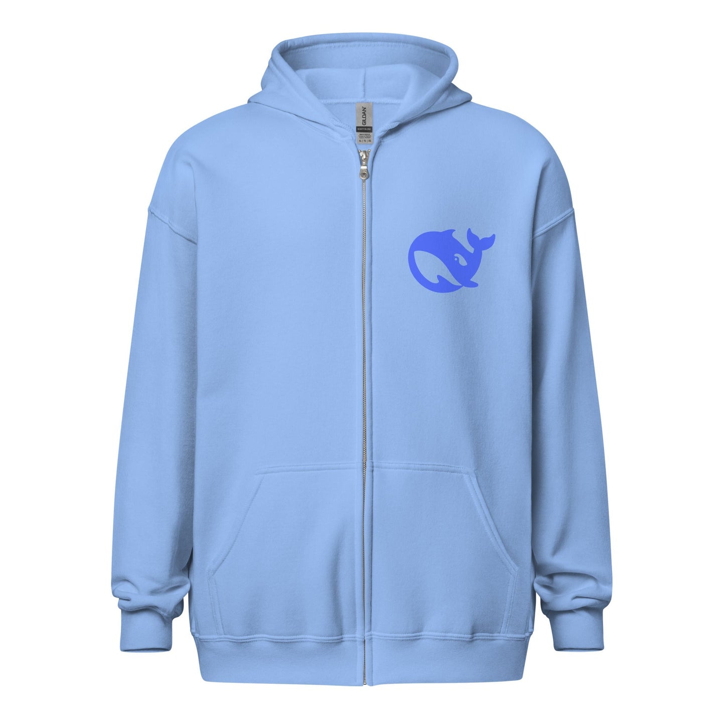 Image of the Front & Back DeepSeek Zip Hoodie (unisex) Carolina Blue / M.