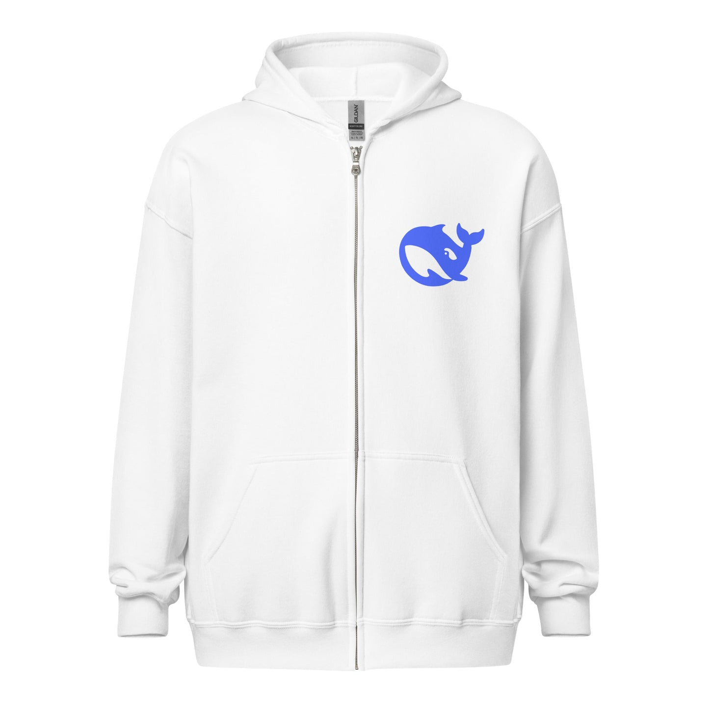 Image of the Front & Back DeepSeek Zip Hoodie (unisex) White / M.