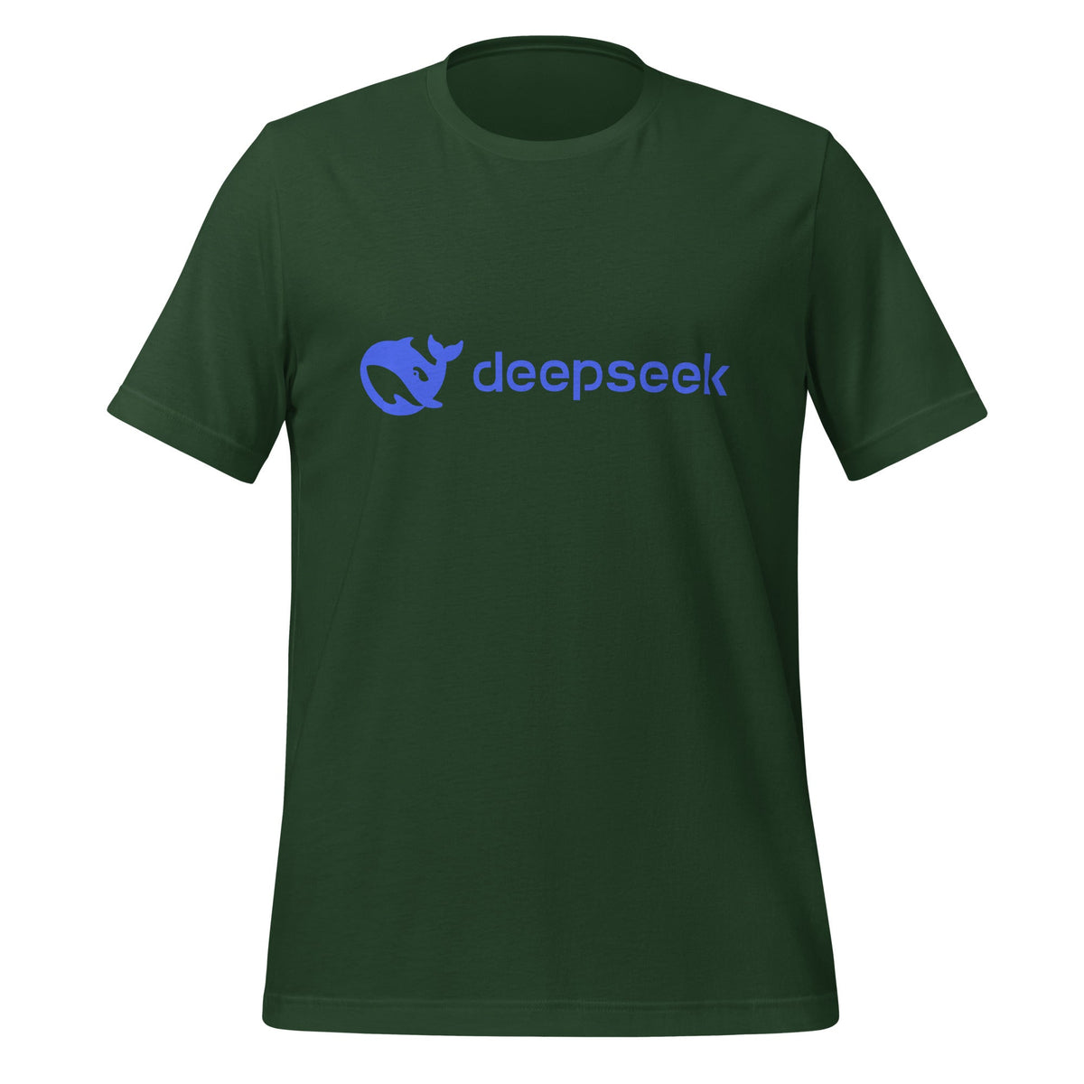 Product mockup photo of the DeepSeek Logo T Shirt (unisex) Forest / M.