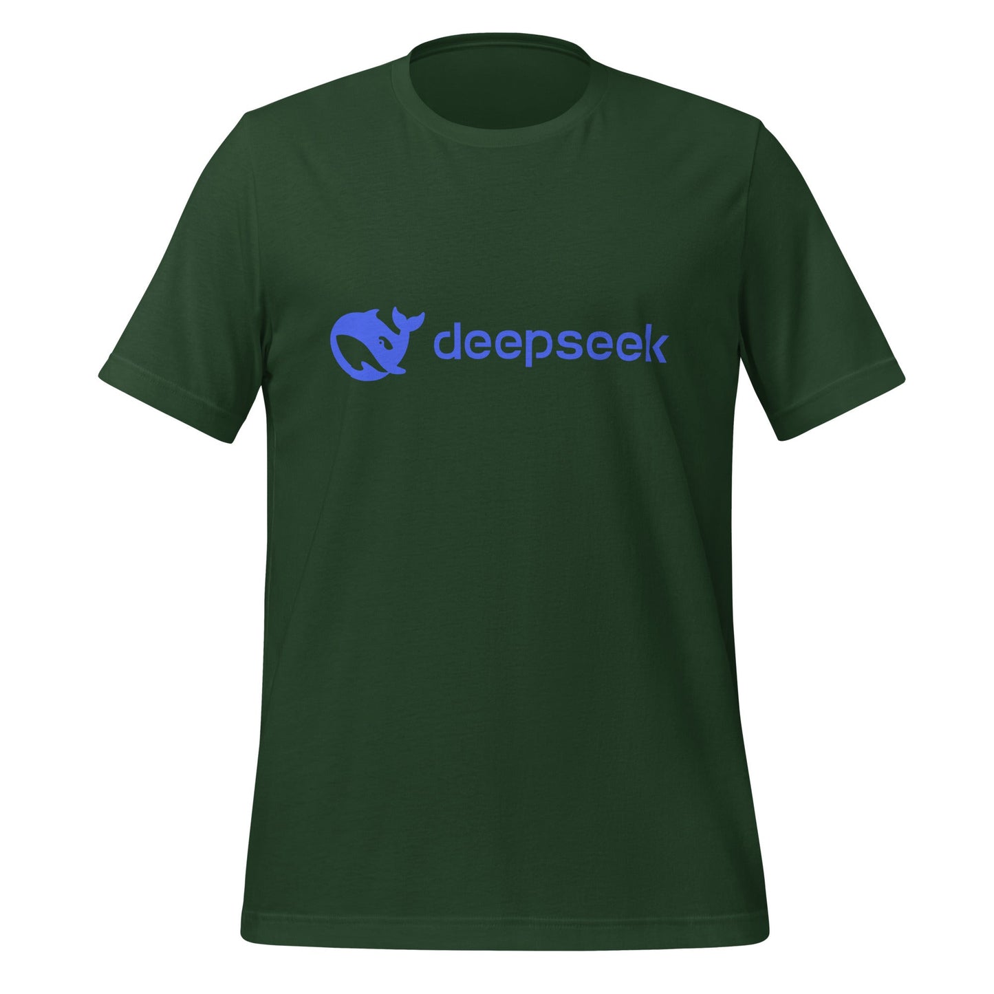 Product mockup photo of the DeepSeek Logo T Shirt (unisex) Forest / M.