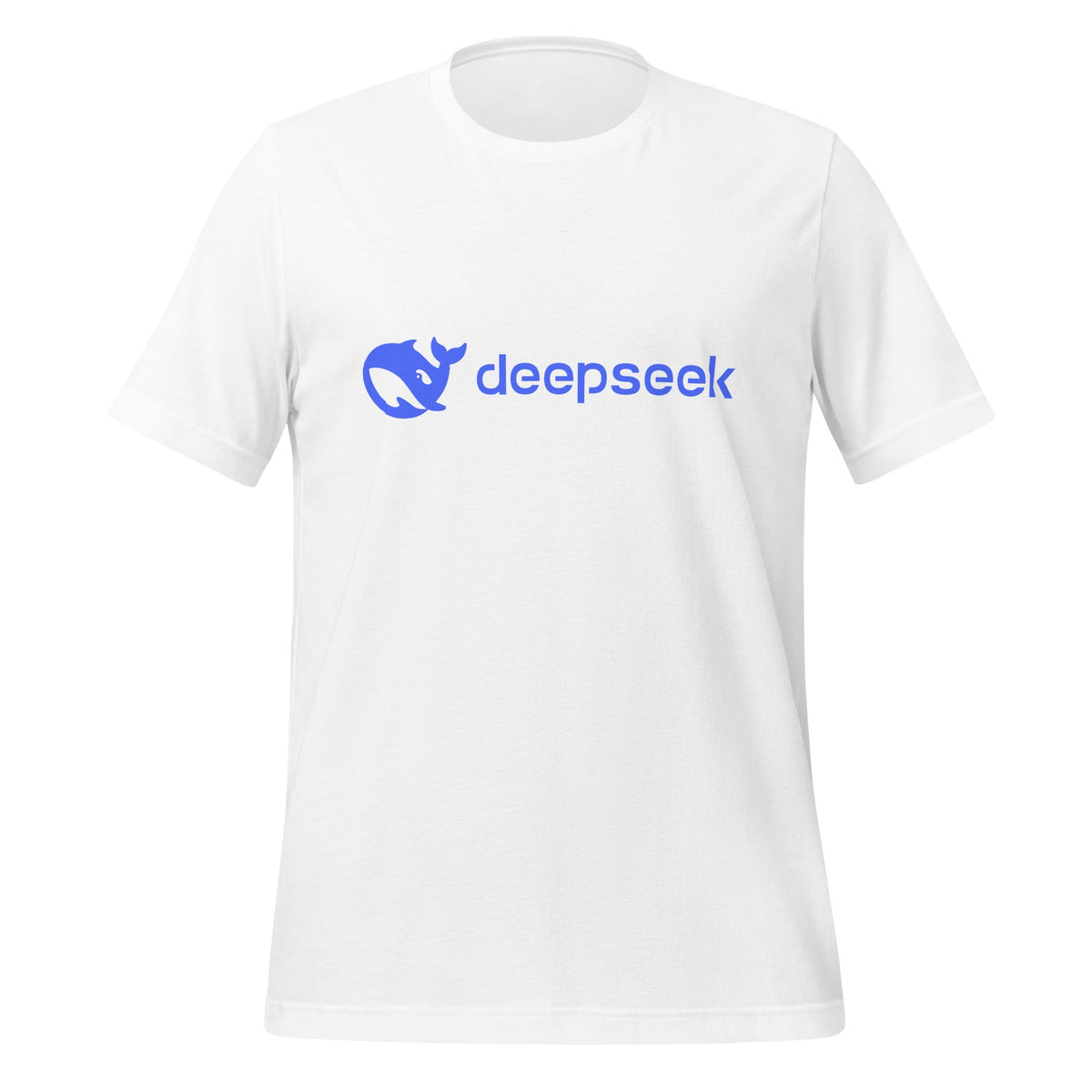 Product mockup photo of the DeepSeek Logo T Shirt (unisex) White / M.