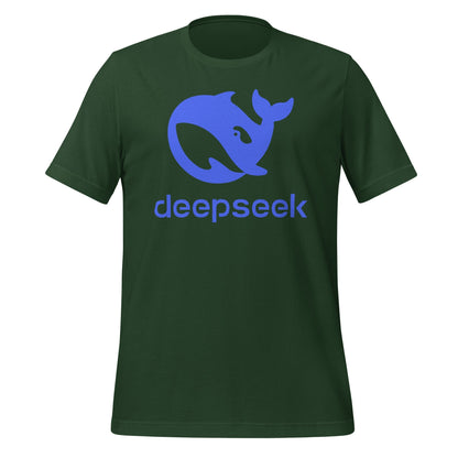 Product mockup photo of the DeepSeek Stacked Logo T Shirt (unisex) Forest / M.