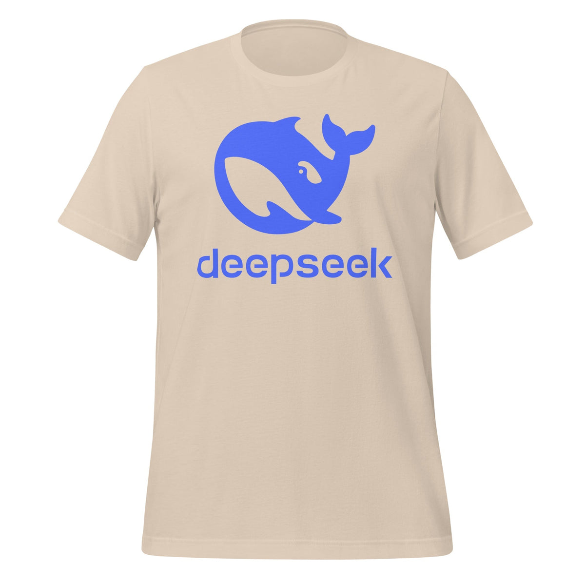 Product mockup photo of the DeepSeek Stacked Logo T Shirt (unisex) Soft Cream / M.