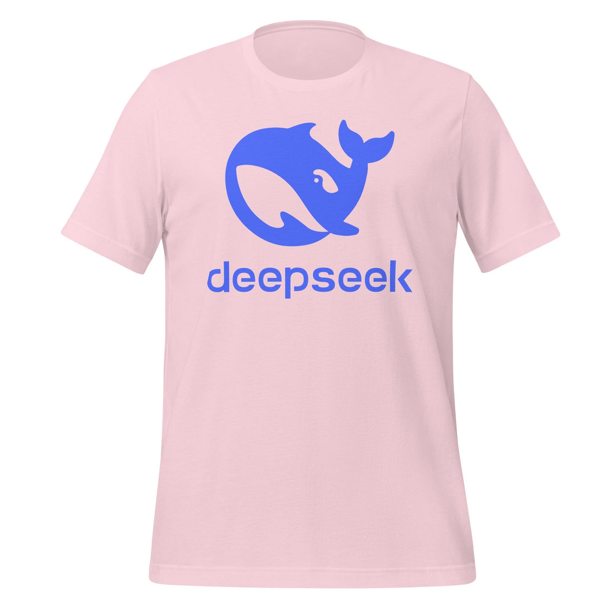 Product mockup photo of the DeepSeek Stacked Logo T Shirt (unisex) Soft Pink / M.