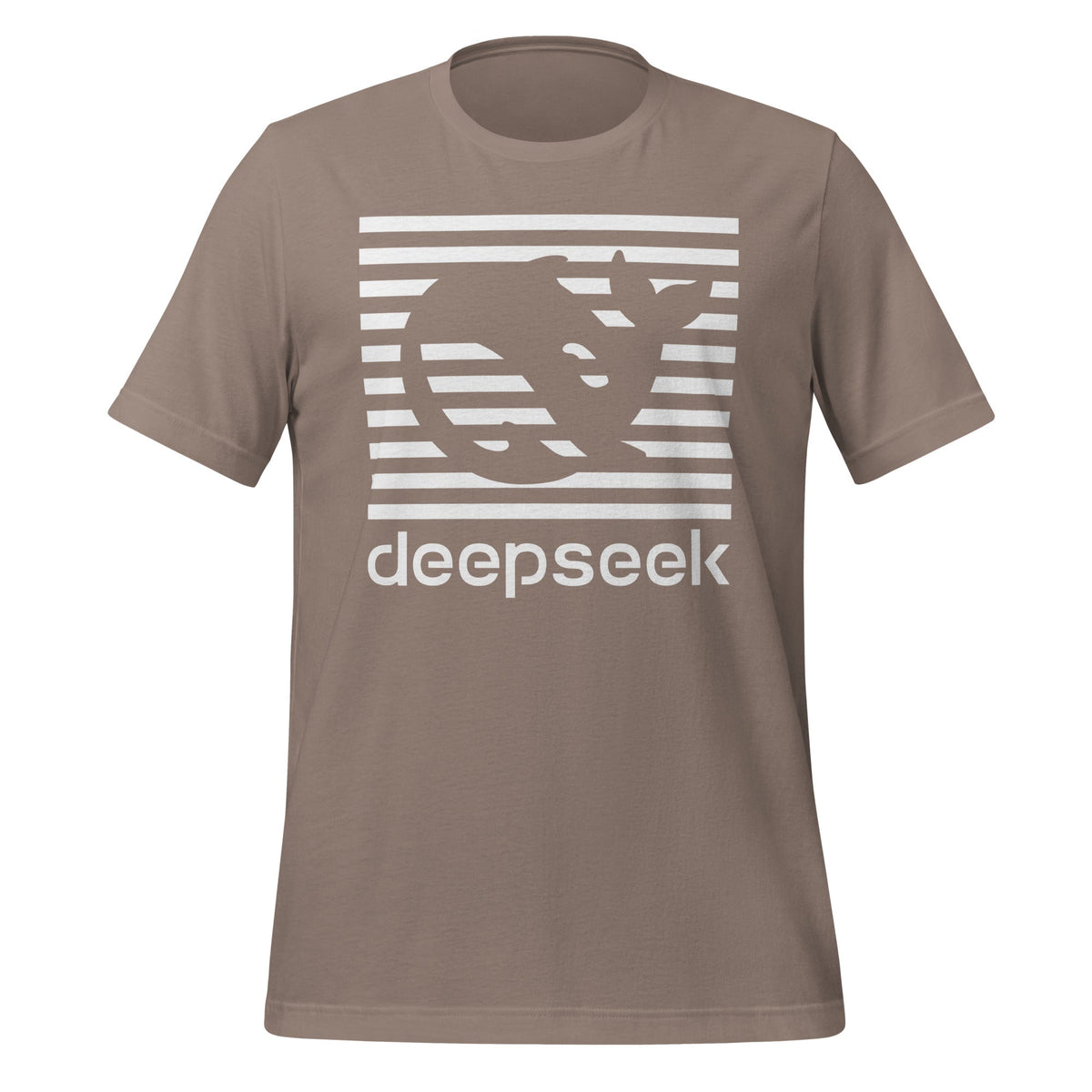 Product mockup photo of the DeepSeek Stripes T Shirt (unisex) Pebble / M.