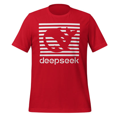 Product mockup photo of the DeepSeek Stripes T Shirt (unisex) Red / M.