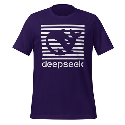 Product mockup photo of the DeepSeek Stripes T Shirt (unisex) Team Purple / M.