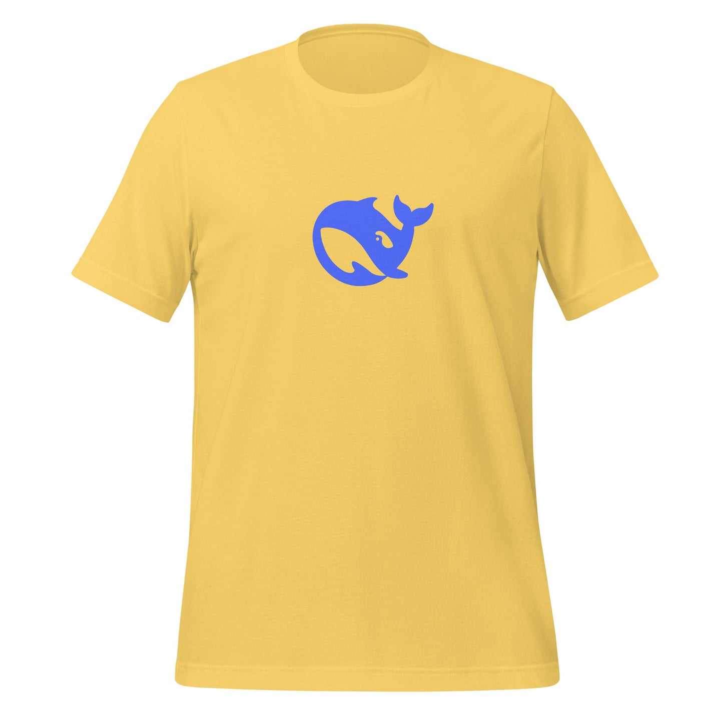 Product mockup photo of the DeepSeek T Shirt 2 (unisex) Yellow / M.