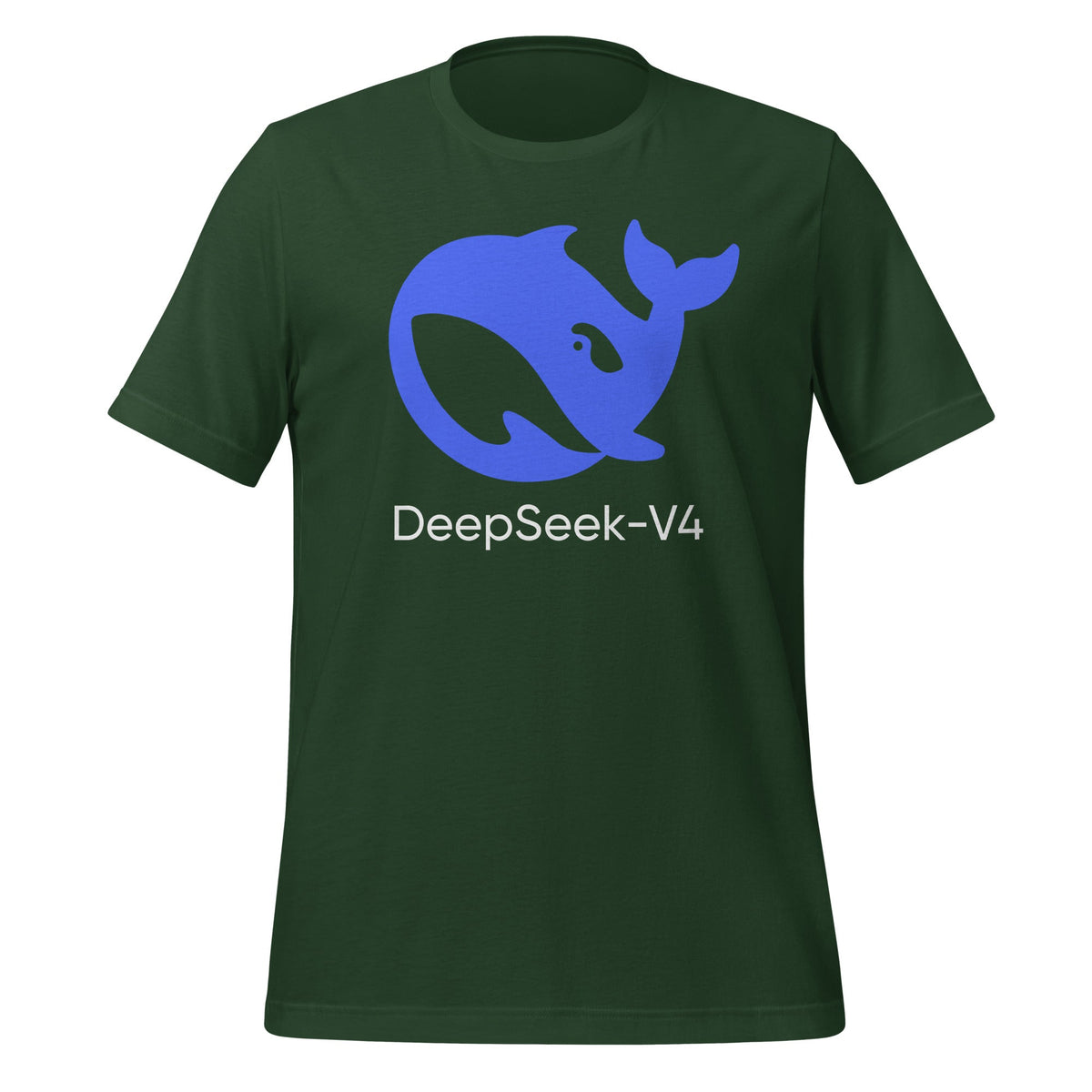 Product mockup photo of the DeepSeek V4 T Shirt (unisex) Forest / M.