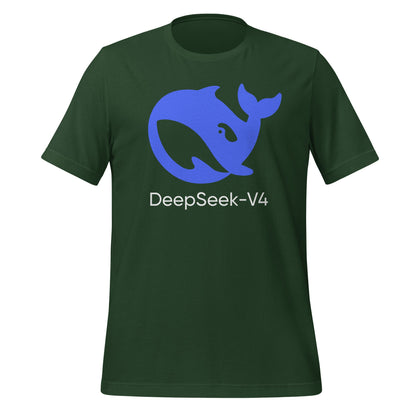 Product mockup photo of the DeepSeek V4 T Shirt (unisex) Forest / M.