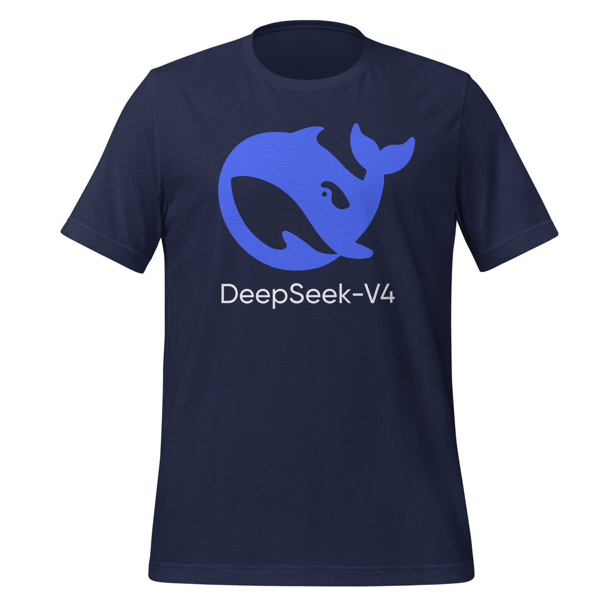 Product mockup photo of the DeepSeek V4 T Shirt (unisex) Navy / M.