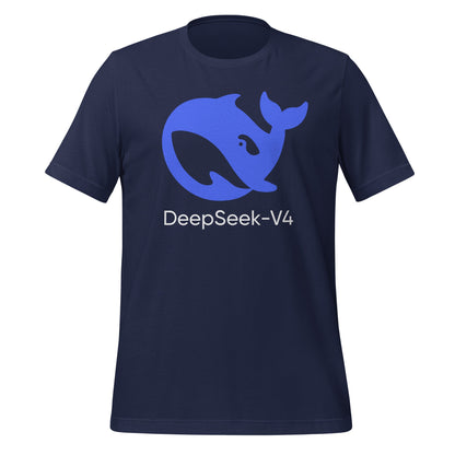 Product mockup photo of the DeepSeek V4 T Shirt (unisex) Navy / M.