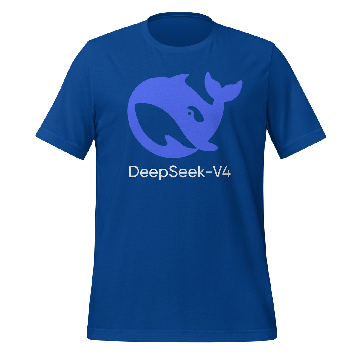 Product mockup photo of the DeepSeek V4 T Shirt (unisex) True Royal / M.