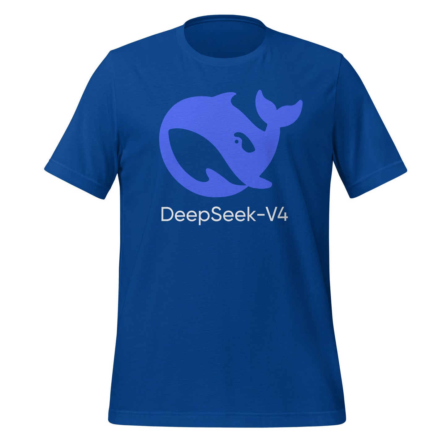 Product mockup photo of the DeepSeek V4 T Shirt (unisex) True Royal / M.