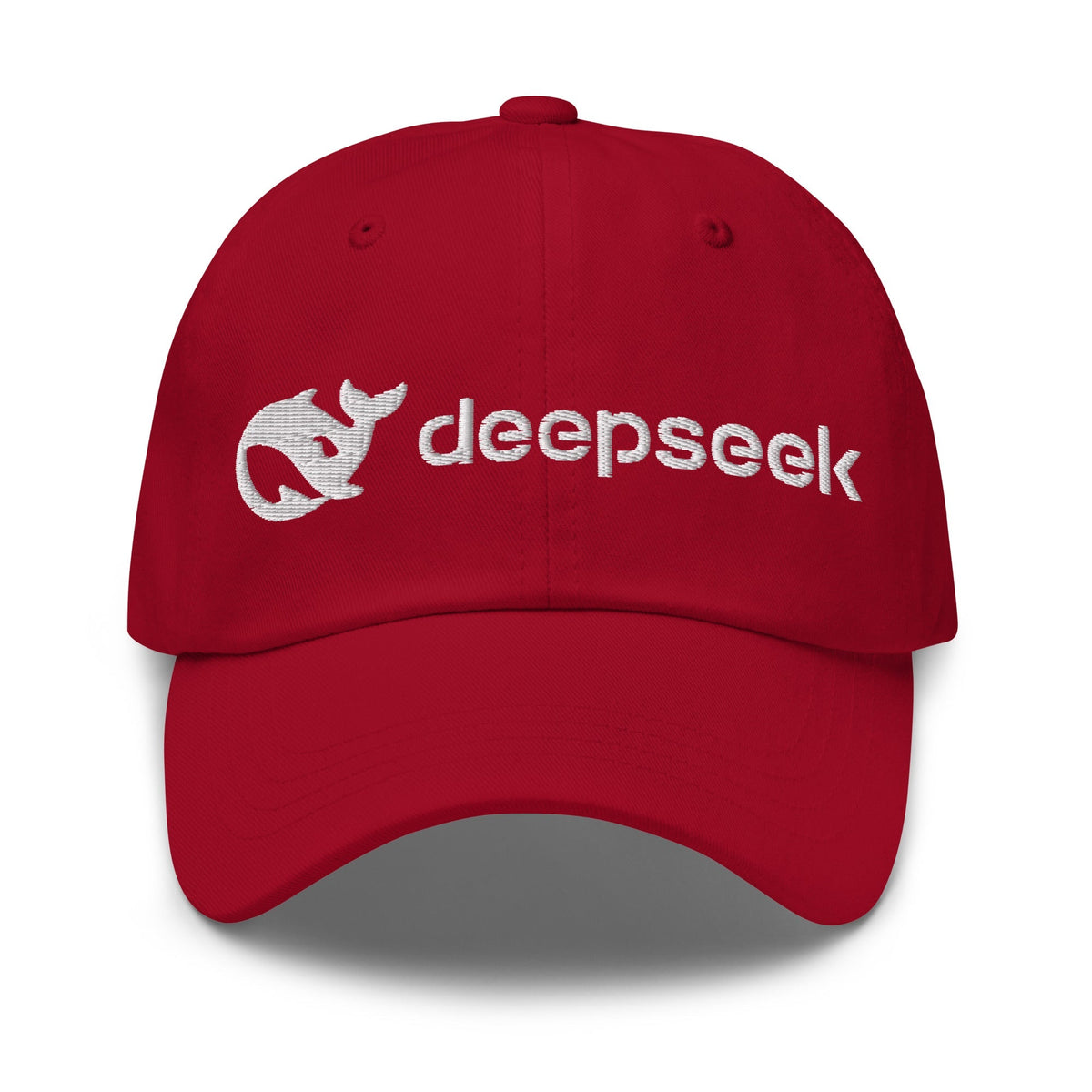 Image of the DeepSeek White Logo Cap Cranberry.