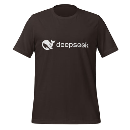 Product mockup photo of the DeepSeek White Logo T Shirt (unisex) Brown / M.