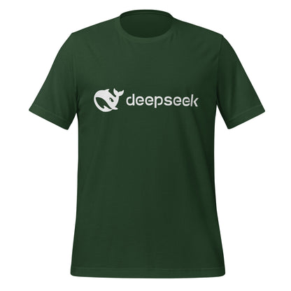 Product mockup photo of the DeepSeek White Logo T Shirt (unisex) Forest / M.