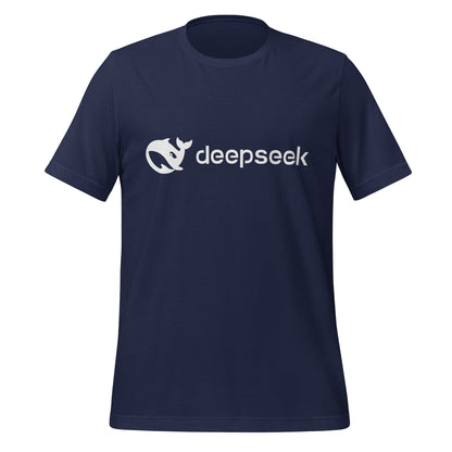 Product mockup photo of the DeepSeek White Logo T Shirt (unisex) Navy / M.