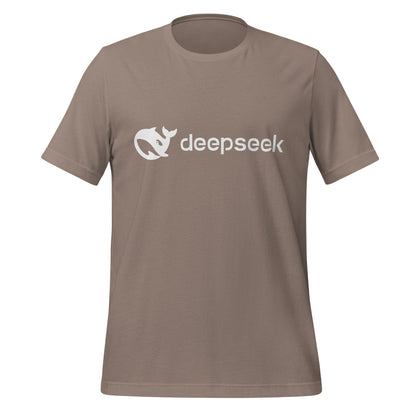 Product mockup photo of the DeepSeek White Logo T Shirt (unisex) Pebble / M.