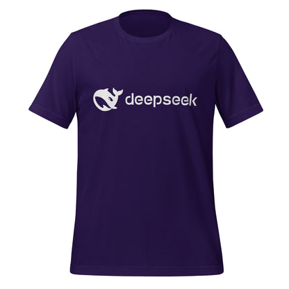 Product mockup photo of the DeepSeek White Logo T Shirt (unisex) Team Purple / M.