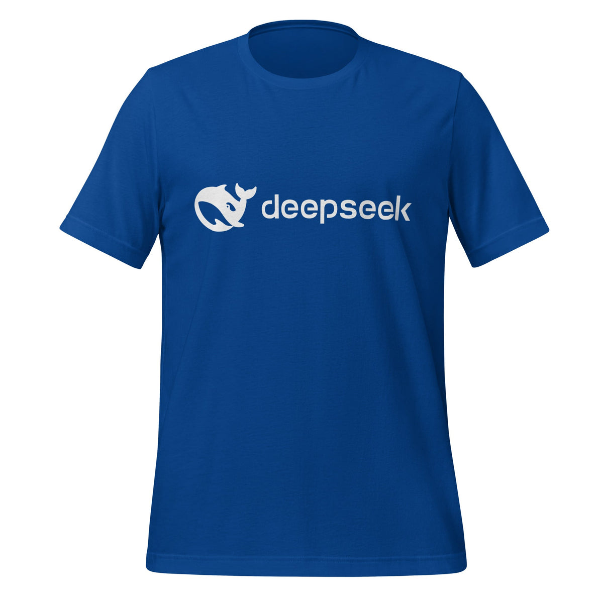 Product mockup photo of the DeepSeek White Logo T Shirt (unisex) True Royal / M.