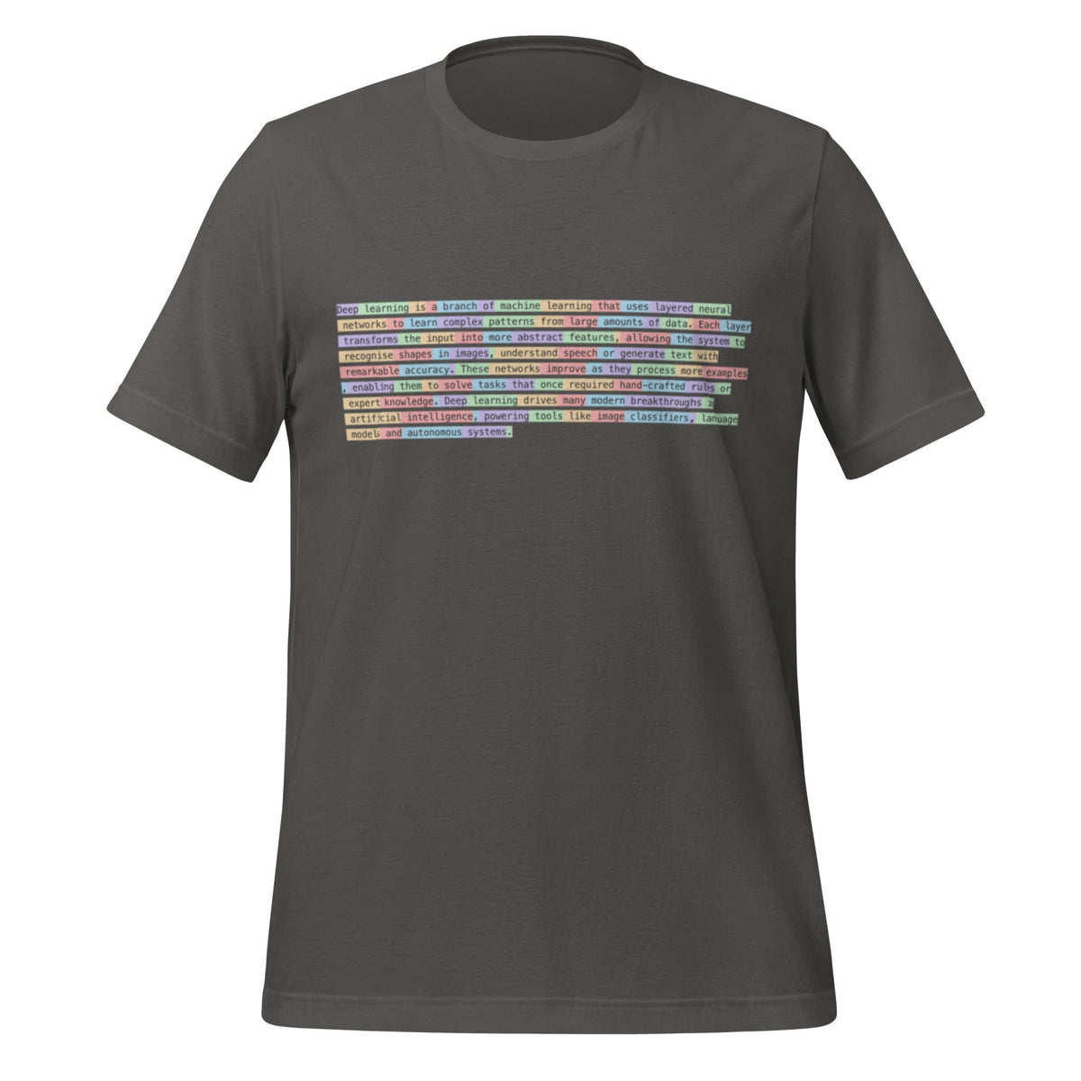 Image of the Definition of Deep Learning Tokenized T-Shirt (unisex) Asphalt / S.