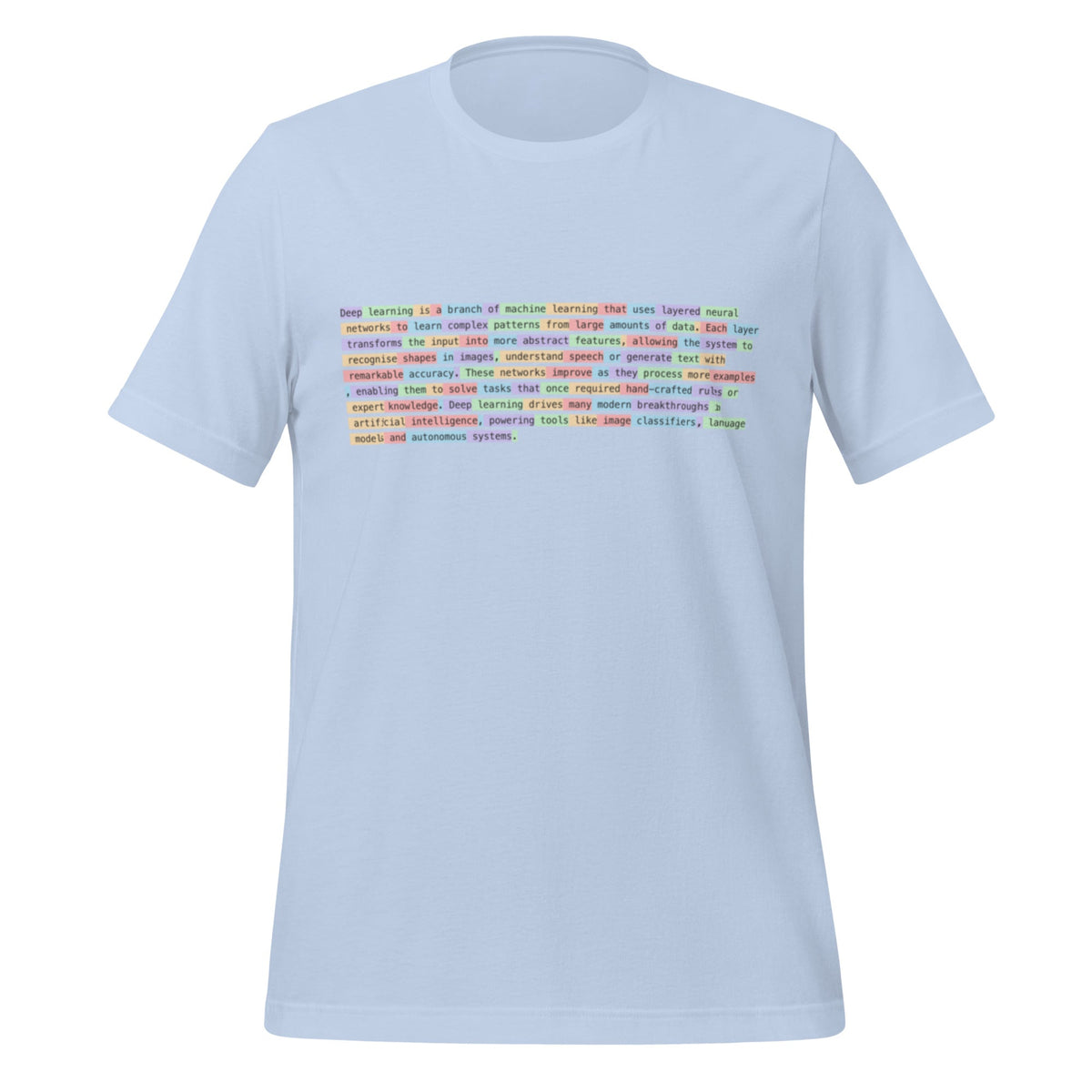 Image of the Definition of Deep Learning Tokenized T-Shirt (unisex) Baby Blue / XS.