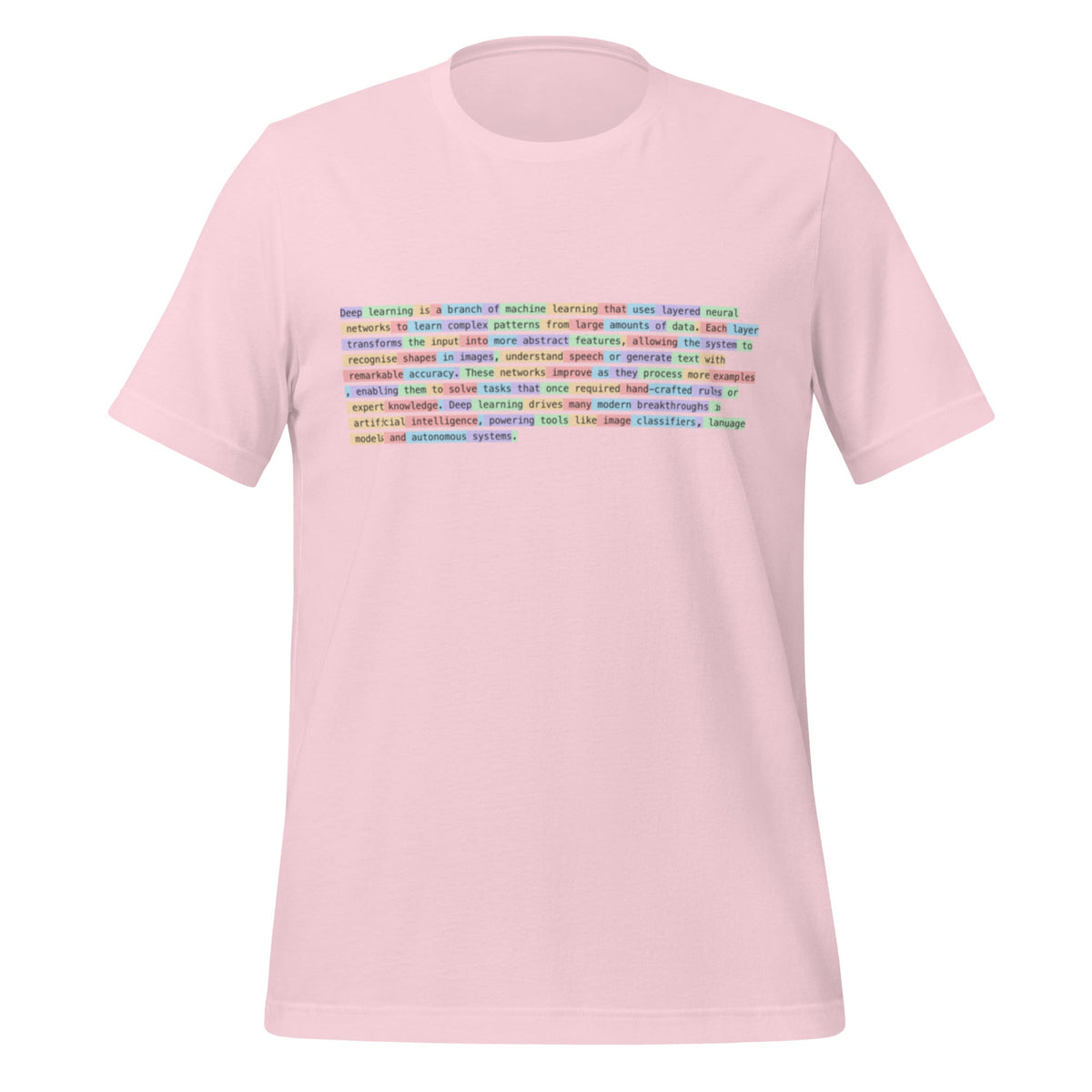 Image of the Definition of Deep Learning Tokenized T-Shirt (unisex) Soft Pink / S.