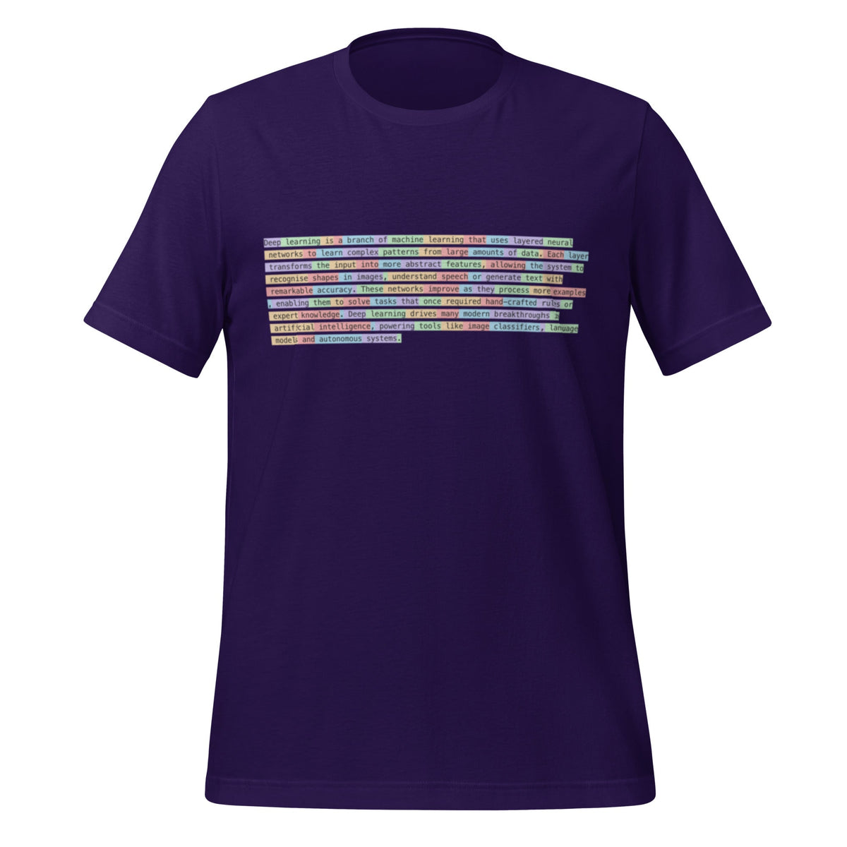 Image of the Definition of Deep Learning Tokenized T-Shirt (unisex) Team Purple / XS.