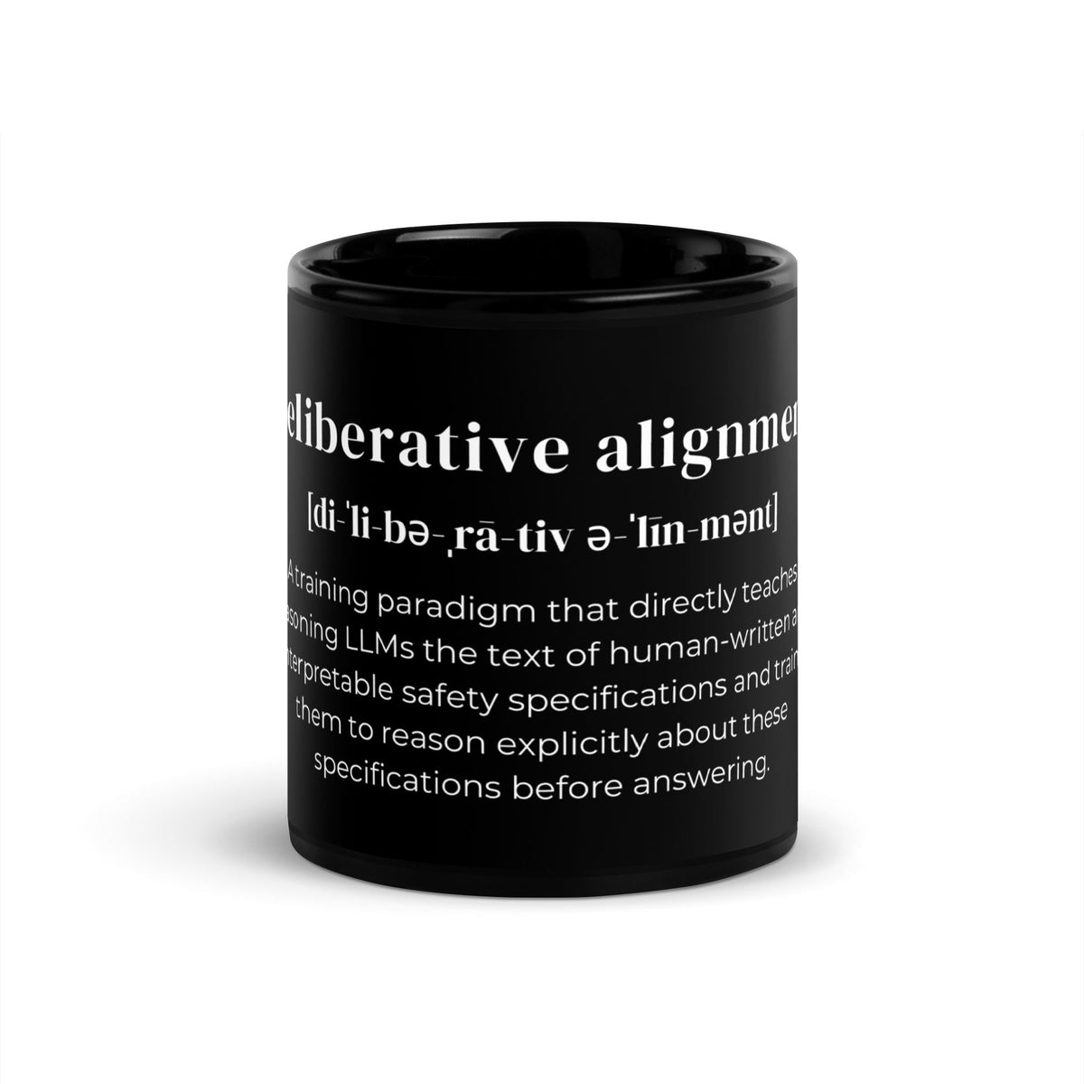 Image of the Definition of Deliberative Alignment Black Glossy Mug 11 oz.
