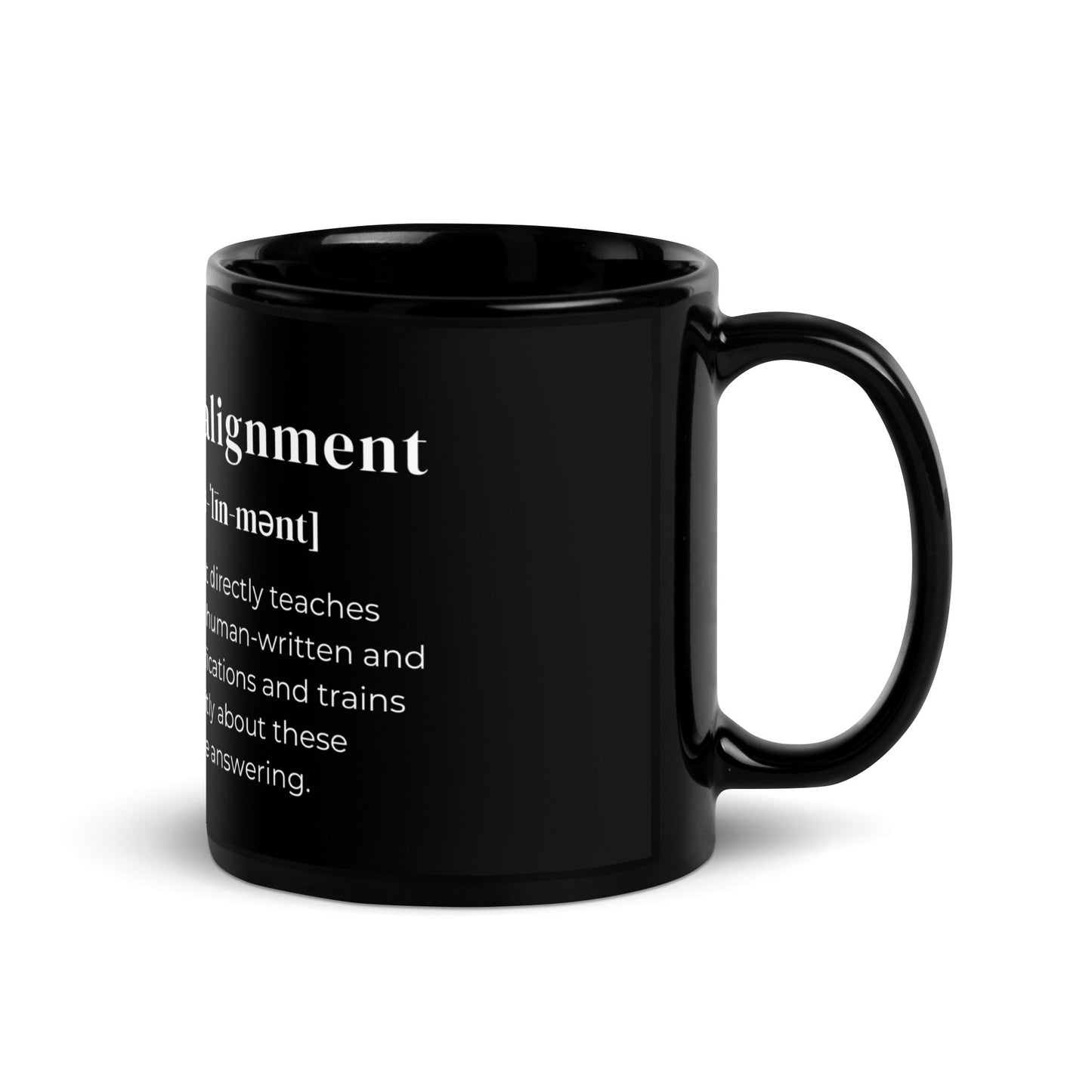 Image of the Definition of Deliberative Alignment Black Glossy Mug.
