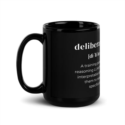 Image of the Definition of Deliberative Alignment Black Glossy Mug.