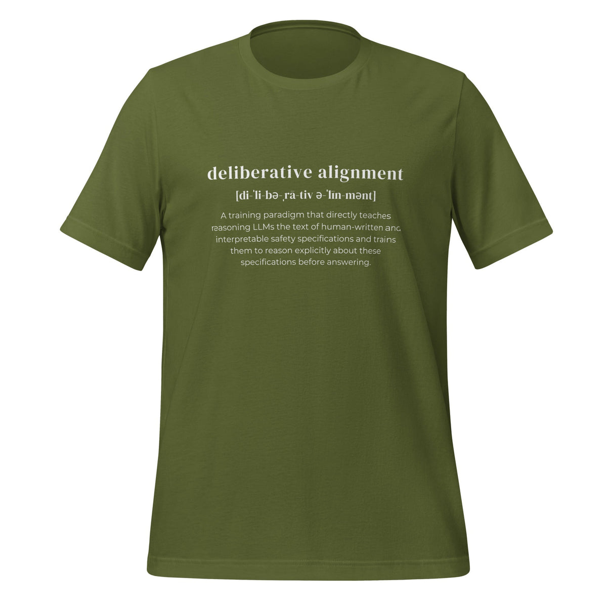 Image of the Definition of Deliberative Alignment T-Shirt (unisex) Olive / M.
