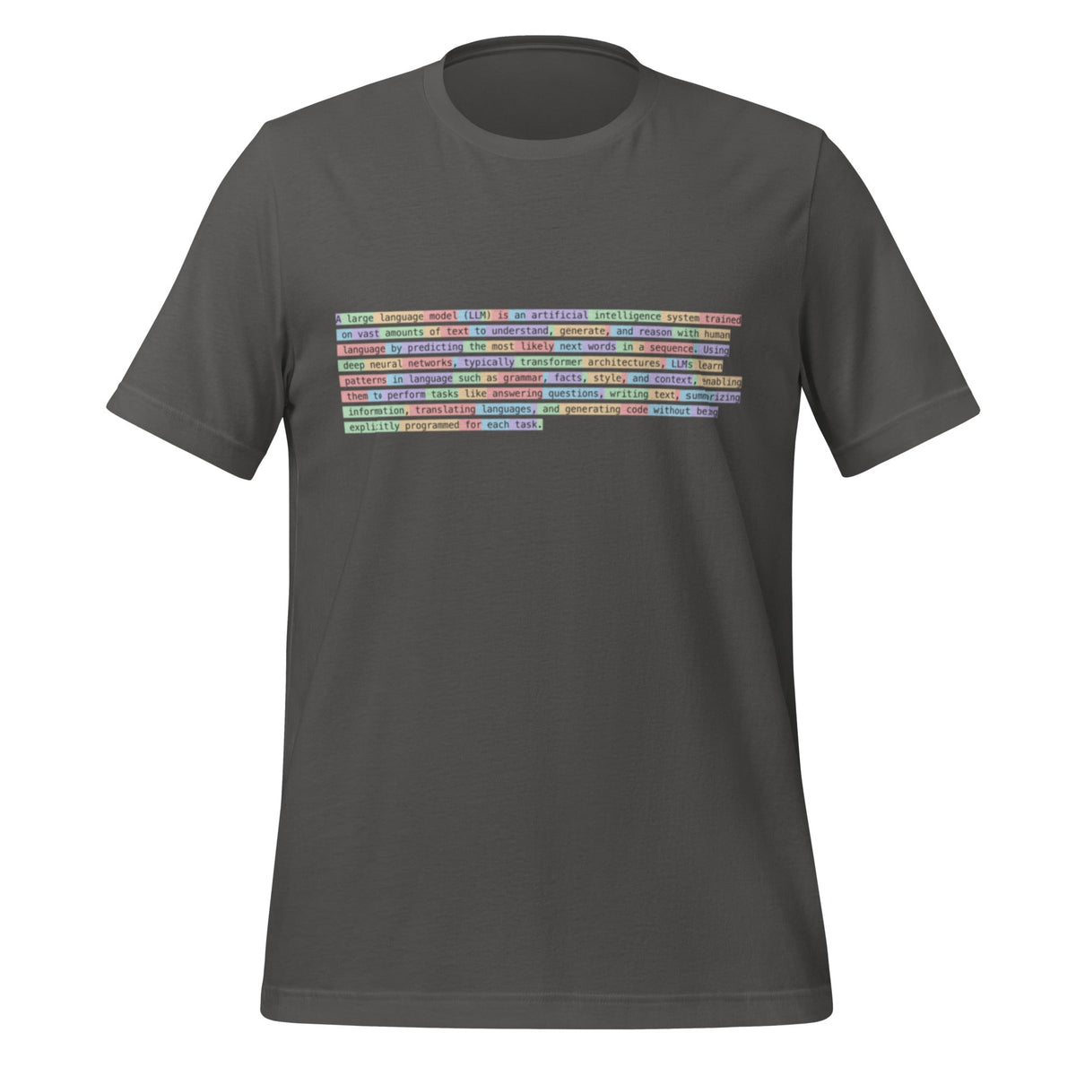 Image of the Definition of Large Language Model (LLM) Tokenized T-Shirt (unisex) Asphalt / S.