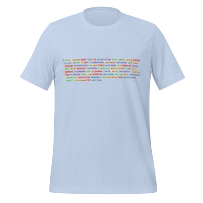 Image of the Definition of Large Language Model (LLM) Tokenized T-Shirt (unisex) Baby Blue / XS.