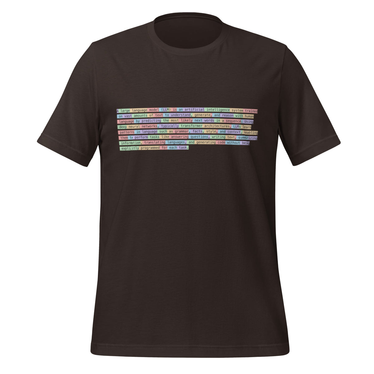 Image of the Definition of Large Language Model (LLM) Tokenized T-Shirt (unisex) Brown / S.