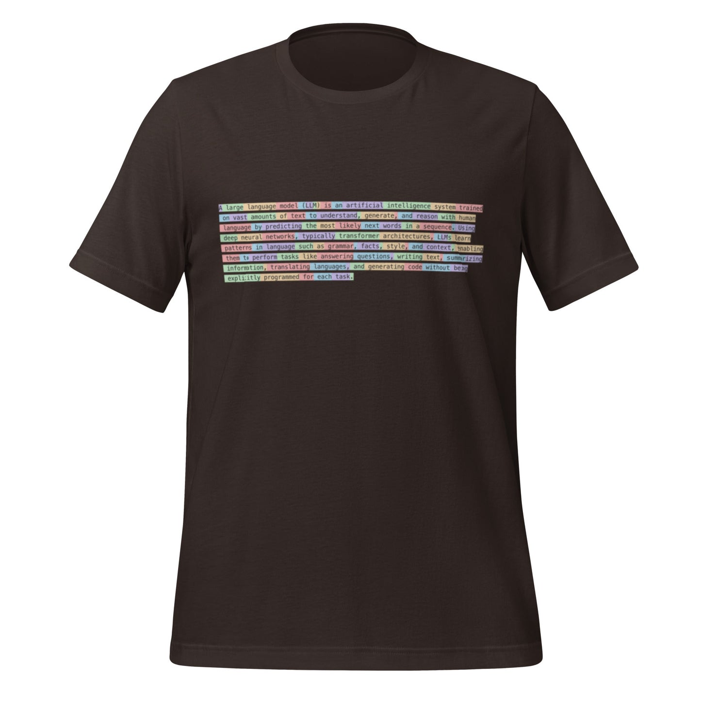 Image of the Definition of Large Language Model (LLM) Tokenized T-Shirt (unisex) Brown / S.