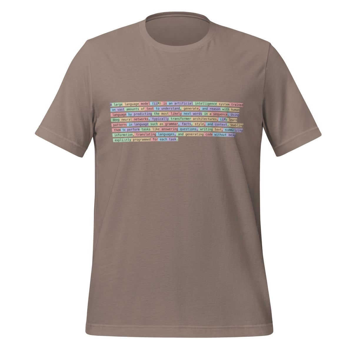 Image of the Definition of Large Language Model (LLM) Tokenized T-Shirt (unisex) Pebble / XS.