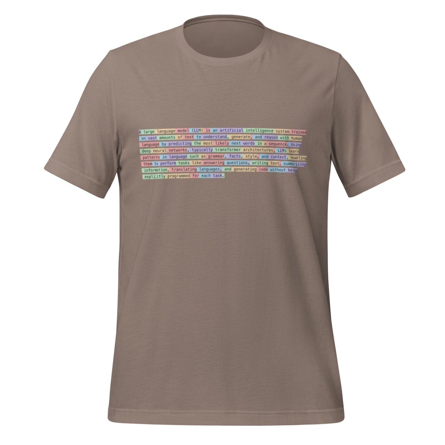 Image of the Definition of Large Language Model (LLM) Tokenized T-Shirt (unisex) Pebble / XS.