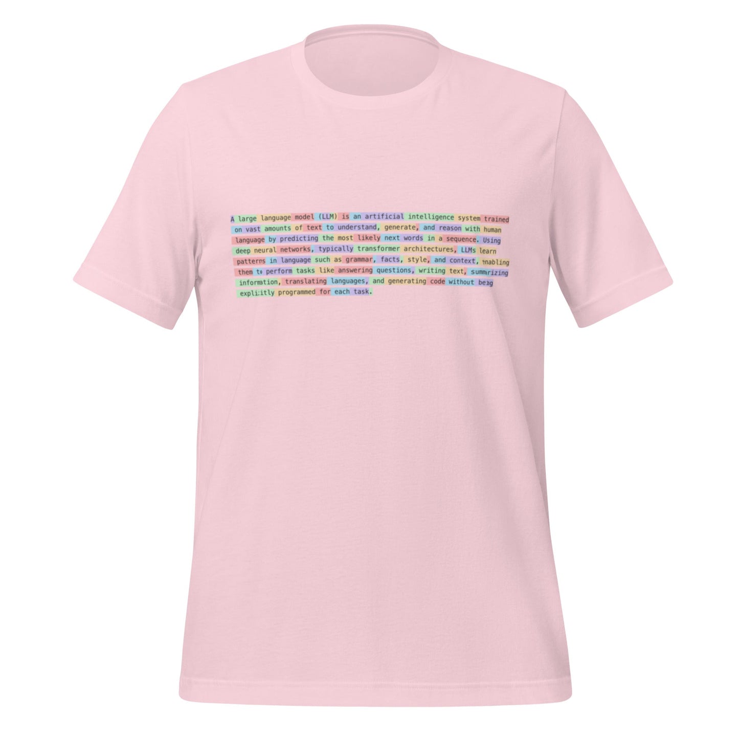 Image of the Definition of Large Language Model (LLM) Tokenized T-Shirt (unisex) Soft Pink / S.