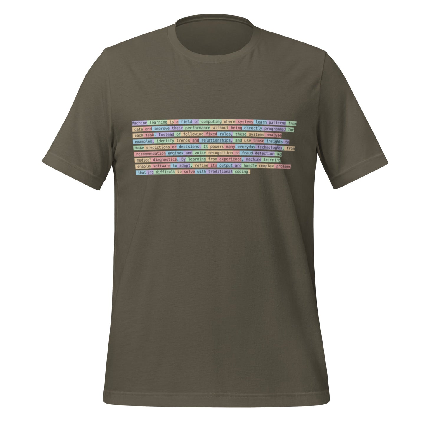Image of the Definition of Machine Learning Tokenized T-Shirt (unisex) Army / M.