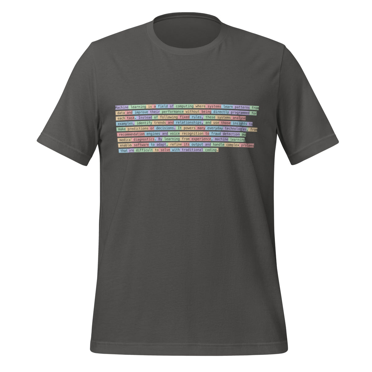 Image of the Definition of Machine Learning Tokenized T-Shirt (unisex) Asphalt / M.