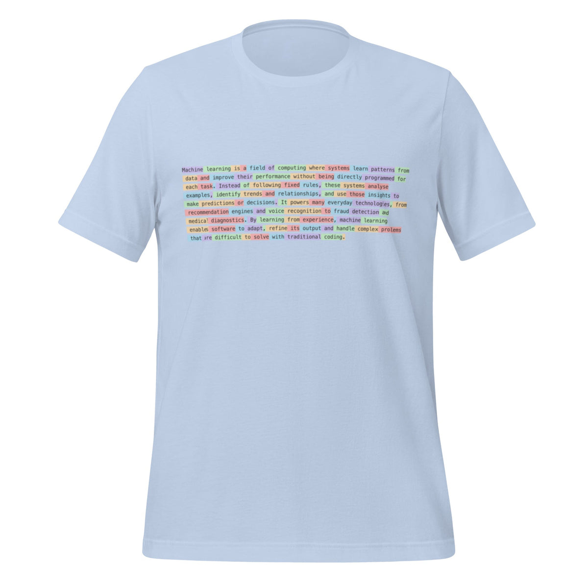 Image of the Definition of Machine Learning Tokenized T-Shirt (unisex) Baby Blue / M.