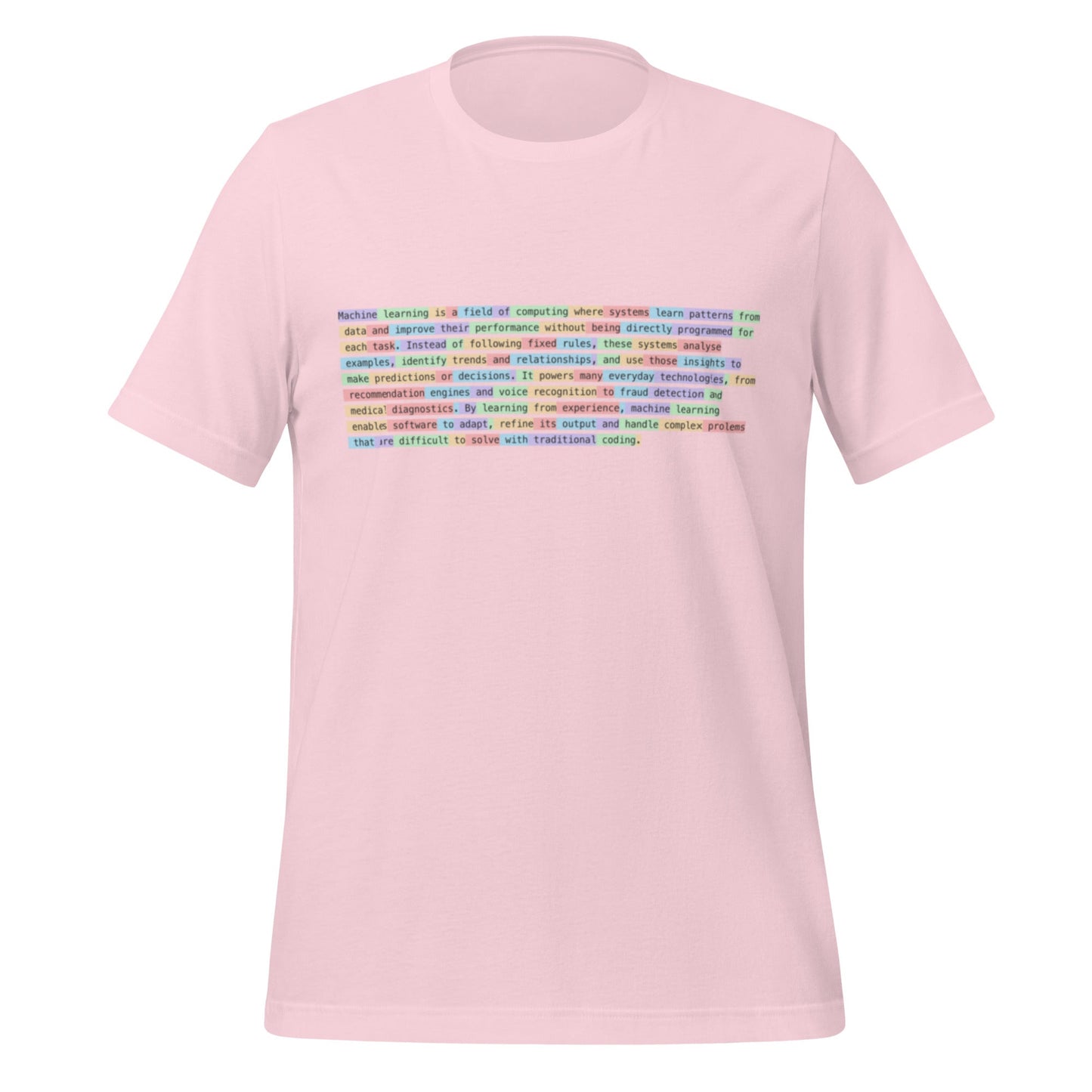 Image of the Definition of Machine Learning Tokenized T-Shirt (unisex) Soft Pink / M.