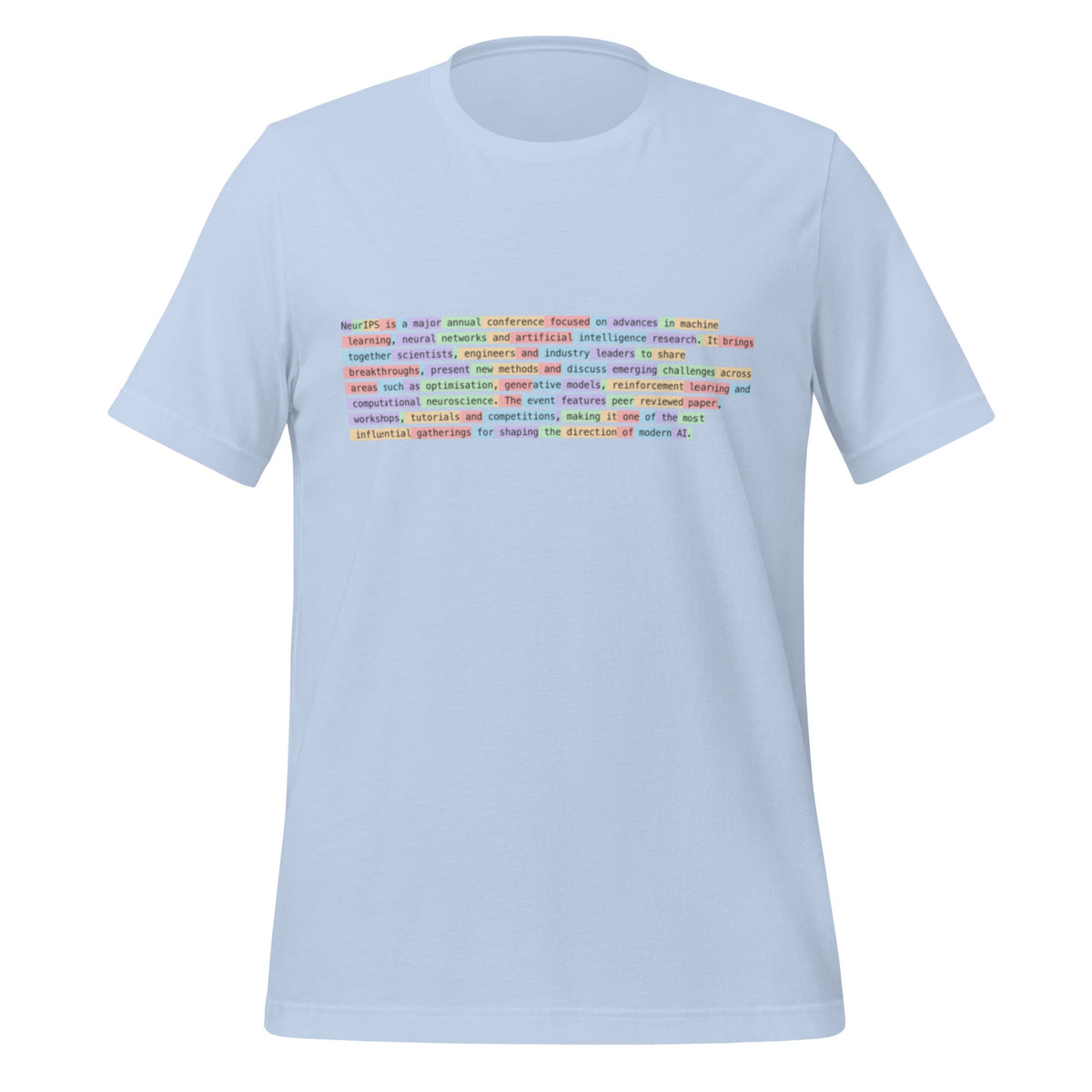 Image of the Definition of NeurIPS Tokenized T-Shirt (unisex) Baby Blue / XS.