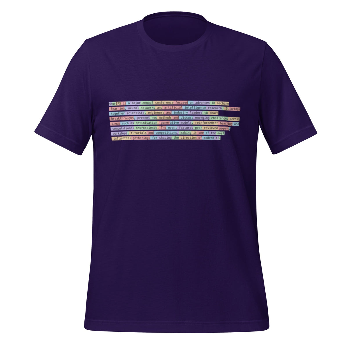 Image of the Definition of NeurIPS Tokenized T-Shirt (unisex) Team Purple / XS.