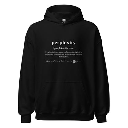 Product mockup photo of the Definition of Perplexity Hoodie (unisex) Black / M.