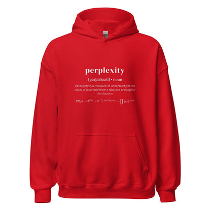 Product mockup photo of the Definition of Perplexity Hoodie (unisex) Red / M.