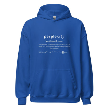 Product mockup photo of the Definition of Perplexity Hoodie (unisex) Royal / M.